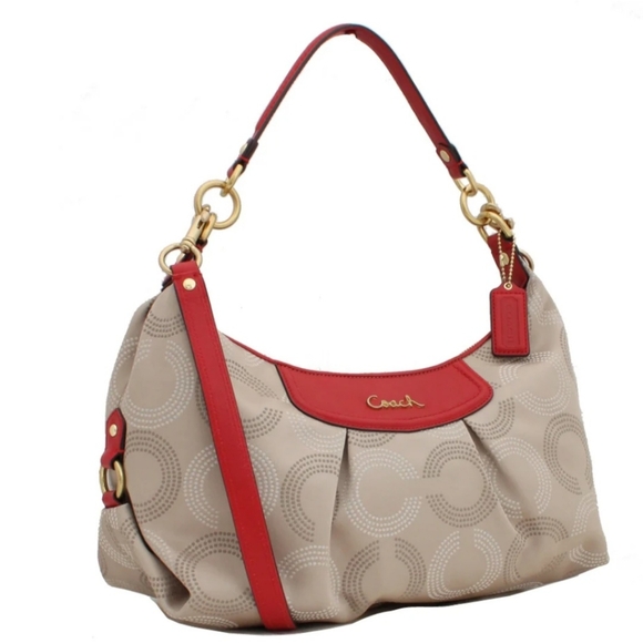 COACH Ashley Dotted Op Art Convertible Hobo F20031 Size 14" X 9" X 6" - Picture 6 of 12